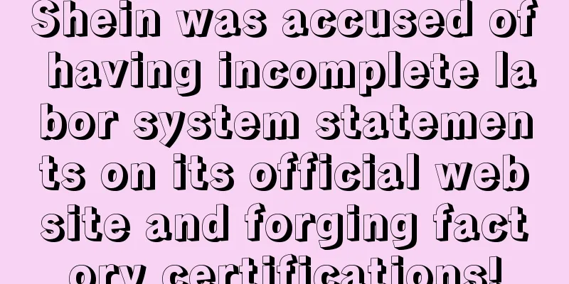 Shein was accused of having incomplete labor system statements on its official website and forging factory certifications!