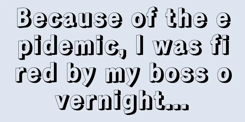 Because of the epidemic, I was fired by my boss overnight...