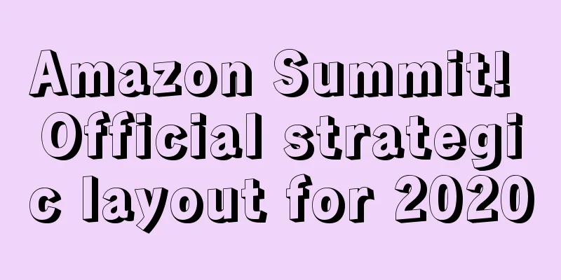 Amazon Summit! Official strategic layout for 2020