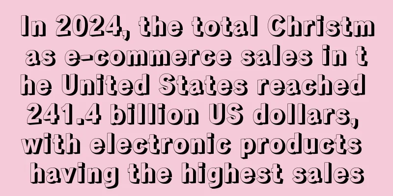 In 2024, the total Christmas e-commerce sales in the United States reached 241.4 billion US dollars, with electronic products having the highest sales
