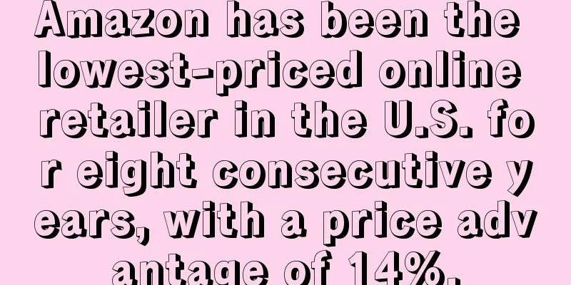 Amazon has been the lowest-priced online retailer in the U.S. for eight consecutive years, with a price advantage of 14%.