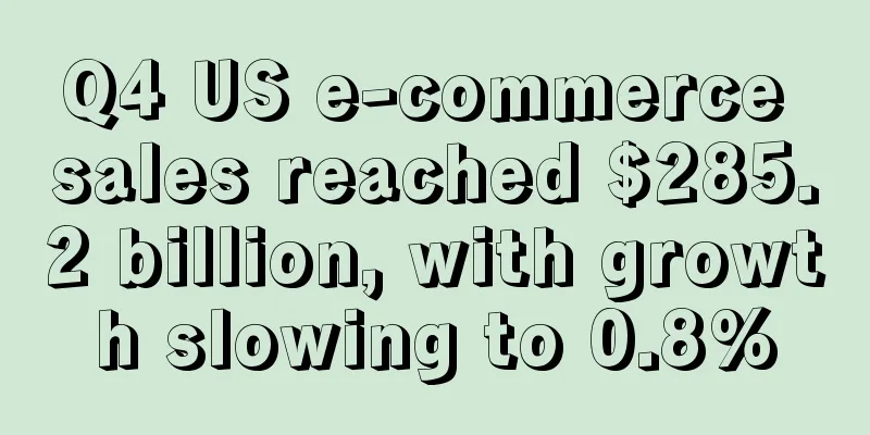 Q4 US e-commerce sales reached $285.2 billion, with growth slowing to 0.8%