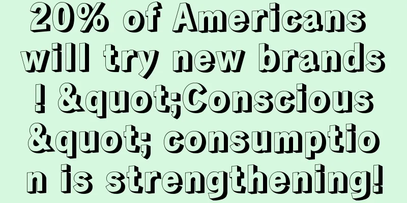 20% of Americans will try new brands! "Conscious" consumption is strengthening!