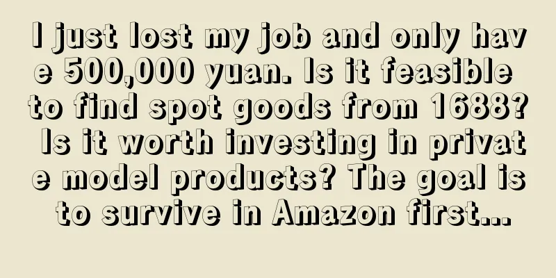 I just lost my job and only have 500,000 yuan. Is it feasible to find spot goods from 1688? Is it worth investing in private model products? The goal is to survive in Amazon first...