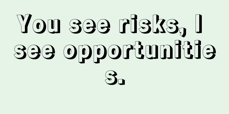 You see risks, I see opportunities.