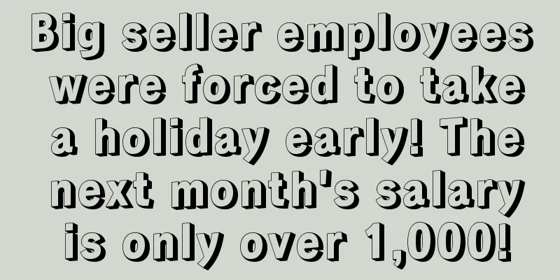 Big seller employees were forced to take a holiday early! The next month's salary is only over 1,000!