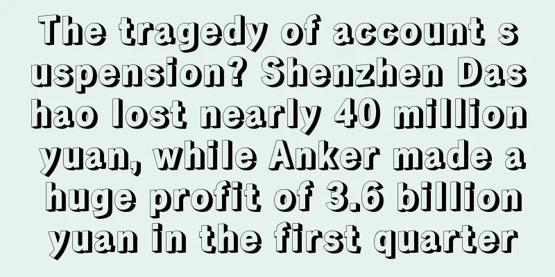 The tragedy of account suspension? Shenzhen Dashao lost nearly 40 million yuan, while Anker made a huge profit of 3.6 billion yuan in the first quarter