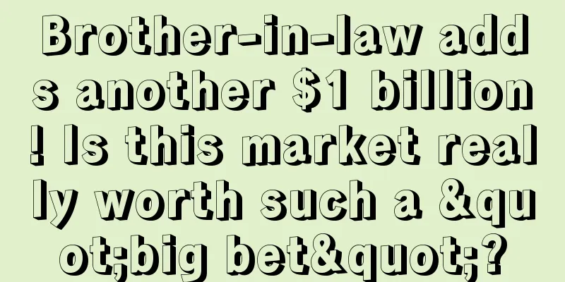 Brother-in-law adds another $1 billion! Is this market really worth such a "big bet"?