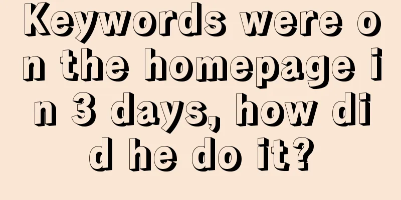 Keywords were on the homepage in 3 days, how did he do it?