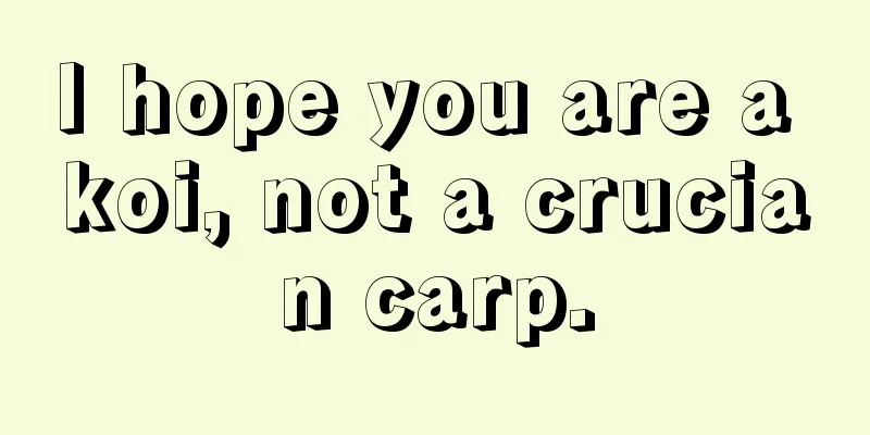 I hope you are a koi, not a crucian carp.