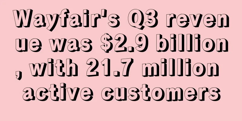 Wayfair's Q3 revenue was $2.9 billion, with 21.7 million active customers