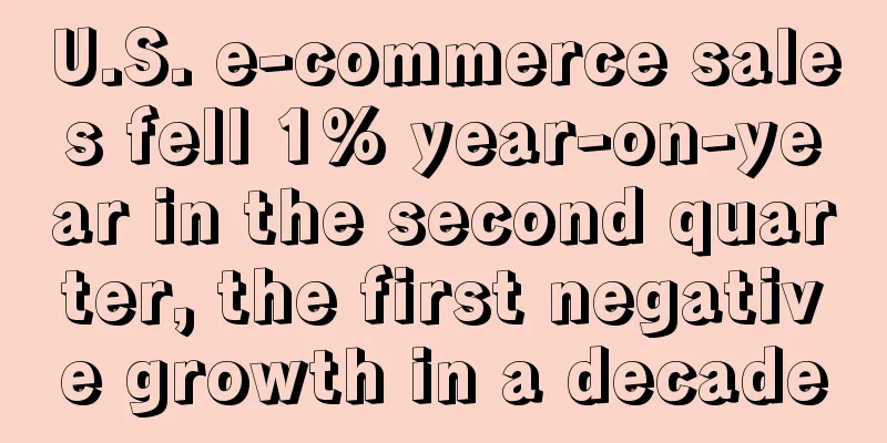 U.S. e-commerce sales fell 1% year-on-year in the second quarter, the first negative growth in a decade