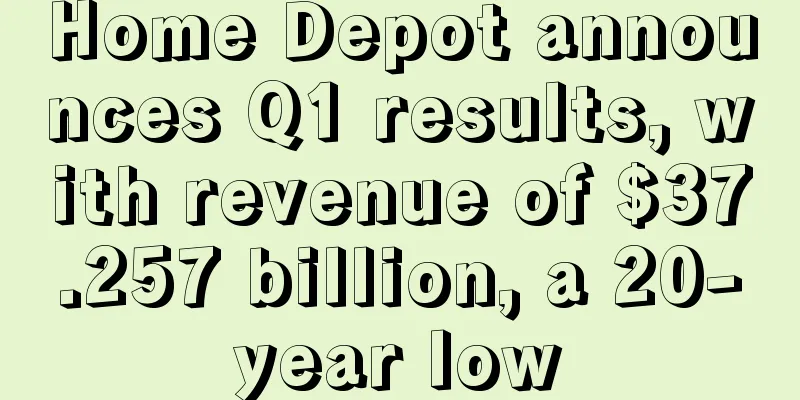 Home Depot announces Q1 results, with revenue of $37.257 billion, a 20-year low