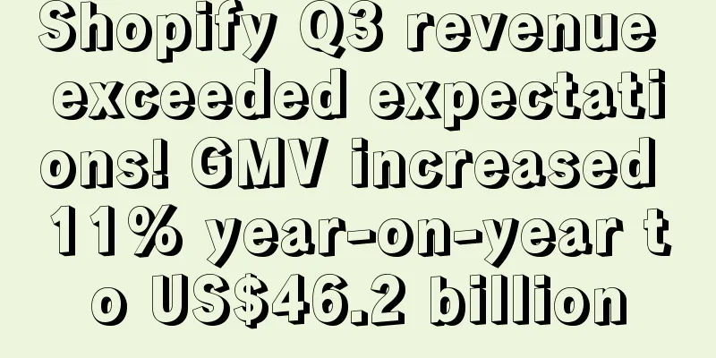 Shopify Q3 revenue exceeded expectations! GMV increased 11% year-on-year to US$46.2 billion