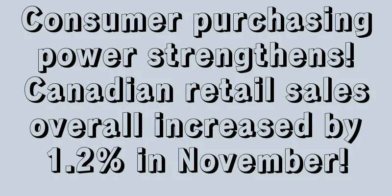 Consumer purchasing power strengthens! Canadian retail sales overall increased by 1.2% in November!