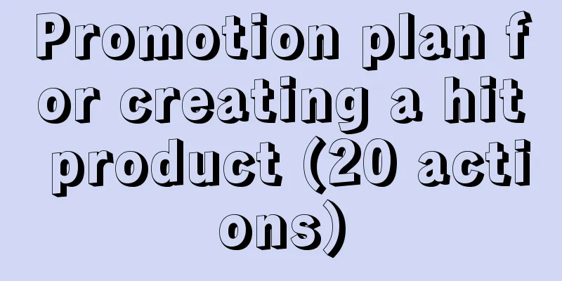 Promotion plan for creating a hit product (20 actions)